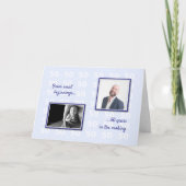 50ste verjaardag uw foto's en tekst blauw kaart (Voorkant)