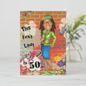 50ste verjaardag van de vrouw 💃 Foxy Lady Portrai Kaart (Staand voorkant)