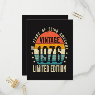 50ste verjaardag Vintage 1976 Limited Edition Uitnodiging Briefkaart