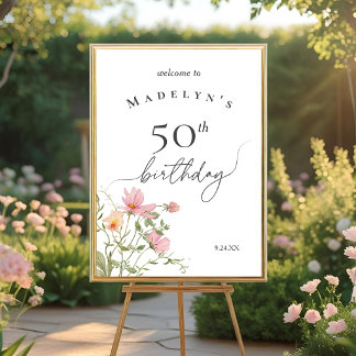 50ste Verjaardag Vrouwelijke Wilde Bloem Welkom Poster