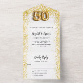50ste verjaardag witgouden feest RSVP All In One Uitnodiging (Binnen)