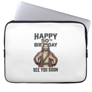 50ste verjaardag Zie je binnenkort Religieus humor Laptop Sleeve
