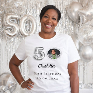 50ste verjaardag zilveren foto t-shirt