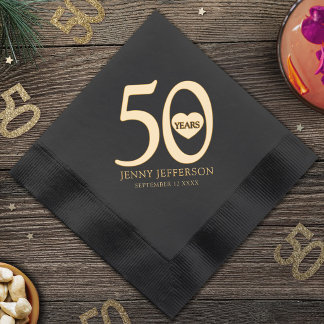 50ste verjaardag zwart goud aangepaste mijlpaalfee folie servetten