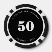 50ste verjaardag zwart-wit poker chips (Achterkant)