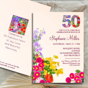 50ste verjaardagsfeest Bloemen Modern 50 jaar fees Kaart