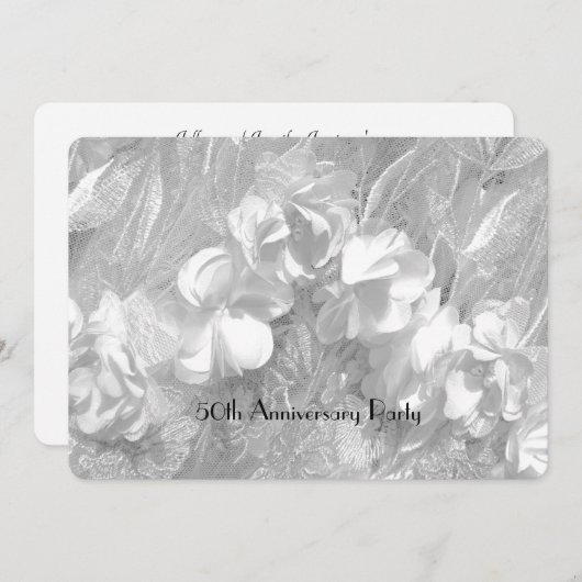 50ste verjaardagsfeest Elegant Wit Bloemmotief Kan Kaart (Voorkant / Achterkant)