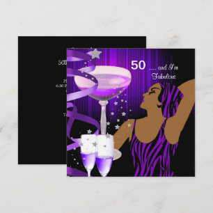 50ste Verjaardagsfeest Retro Diva Prachtig Paars Kaart