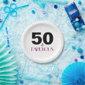 50ste verjaardagsfeestje Elegant Fabulous Pink Papieren Bordje (Feest)