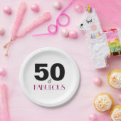 50ste verjaardagsfeestje Elegant Fabulous Pink Papieren Bordje (Feest)