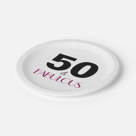 50ste verjaardagsfeestje Elegant Fabulous Pink Papieren Bordje (Gekanteld)