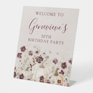 50ste verjaardagsfeestje pompoen Wildflower Welkom Reclamebord Met Voetstuk