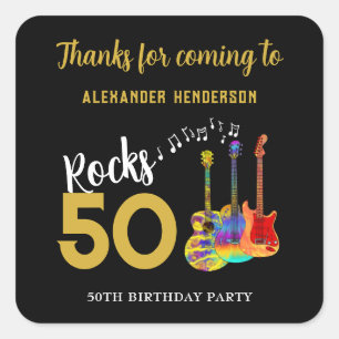 50ste verjaardagsfeestje Rocks 50 Dank je Vierkante Sticker