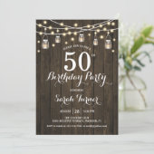 50ste verjaardagsfeestje - rustiek hout kaart (Staand voorkant)