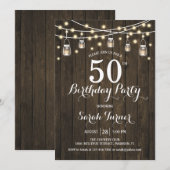 50ste verjaardagsfeestje - rustiek hout kaart (Voorkant / Achterkant)