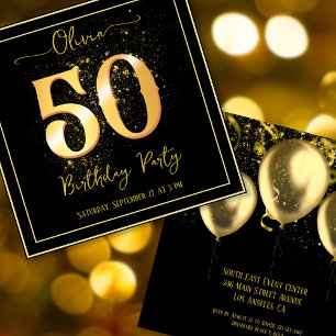 50ste verjaardagsfeestje sprankelend Elegant Goud Kaart