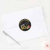 50ste verjaardagsfeestje toevoegen Naam Rock and R Ronde Sticker (Envelop)
