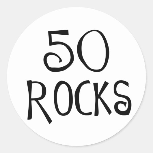 50ste verjaardagsgeschenken, 50 ROCKS Ronde Sticker (Voorkant)