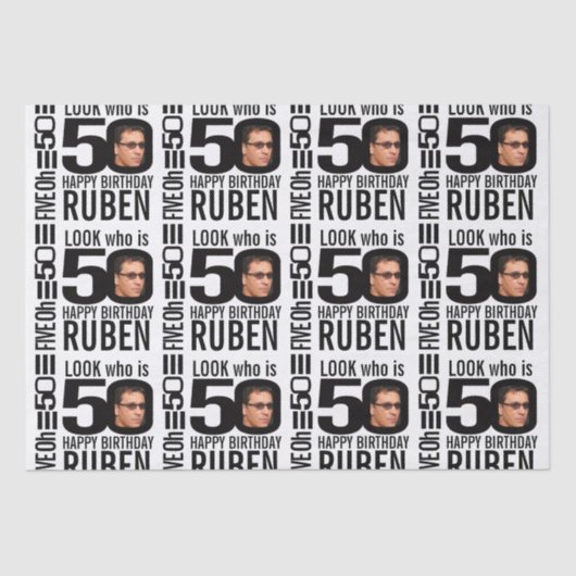 50ste verjaardagsmono bekijk 50 aangepaste foto en tissuepapier (Voorkant)