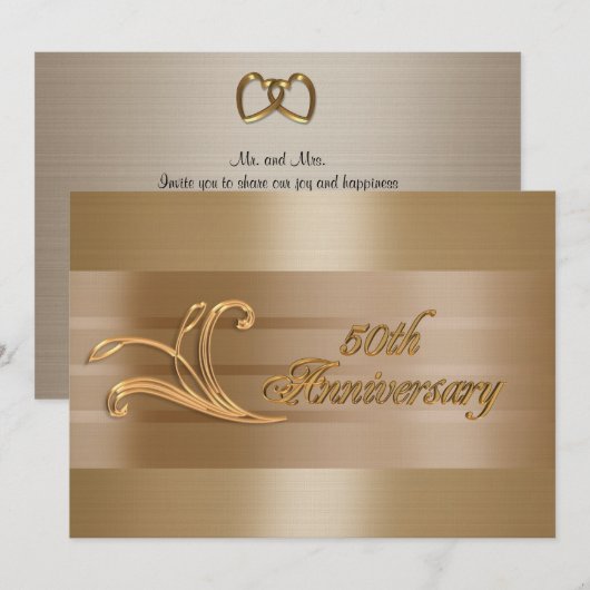 50ste verjaardagsuitnodiging goud kaart (Voorkant / Achterkant)