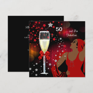 50ste verlichting Retro-Diva Fabulous Rood Wit Kaart