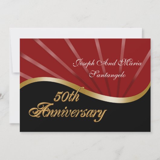 50ste verlichtingspartij uitnodiging goud rood (Voorkant)