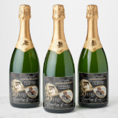 50th Anniversary Infinity Then & Now Photo Collage Sparkling Wijnetiket (Flessen)