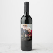 50th Anniversary Party Photo Cheers Gold Script Wijn Etiket (Voorkant)