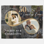50th Anniversary Then Now Infinity Photo Collage Fleece Deken (Voorkant (Horizontaal))