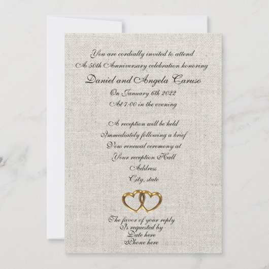 50th Anniversary vow renewal Invitation Kaart (Achterkant)