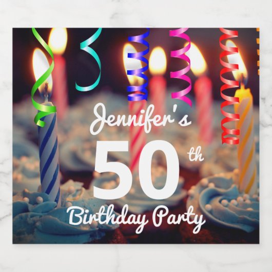 50th/any year verjaardagsfeestje mousserende wijnf sparkling wijnetiket (Enkel label)