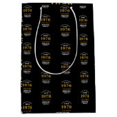 50th Birthday 1976 Black Gold Chic Elegant Medium Cadeauzakje (Voorkant)