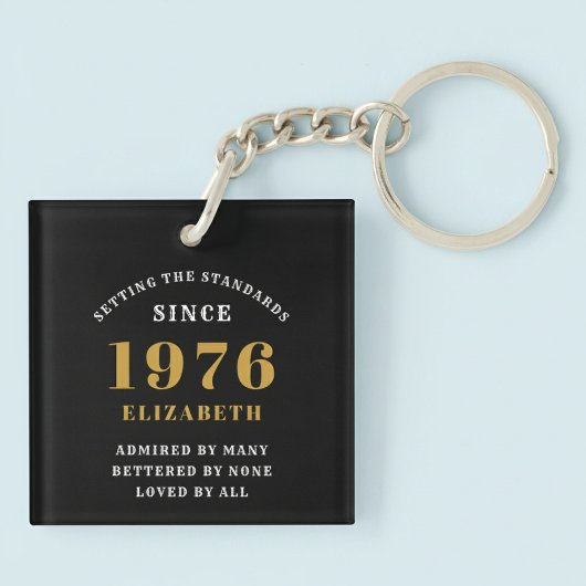 50th Birthday 1976 Black Gold Personalized Sleutelhanger