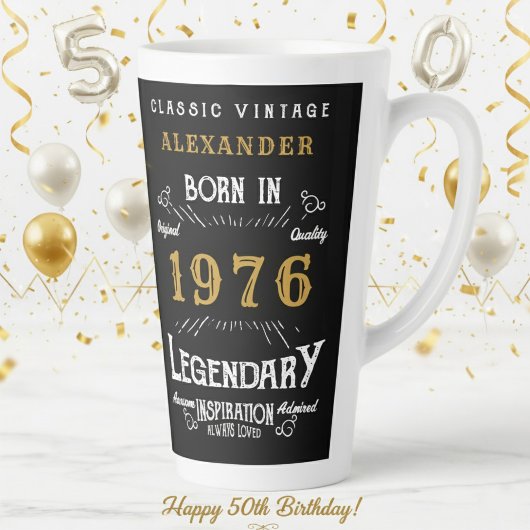 50th Birthday 1976 Legendary Retro Latte Mok