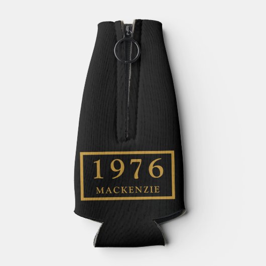 50th Birthday 1976 Name Elegant Chic Black Gold Flesjeskoeler (Achterkant)