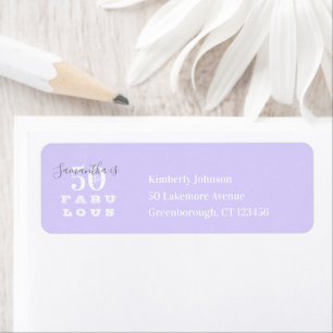 50th Birthday 50 fabulous Paars Return Address Etiket