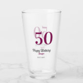 50th birthday add name date year mauve template glas (Achterkant)