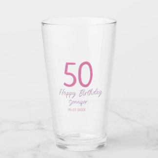 50th birthday add name date year pink template go glas