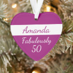 50th Birthday Ajouter le nom Fabully 50 rose ornem<br><div class="desc">Custom 50th Birthday Fabully 50 Keepsaké cadeau.</div>
