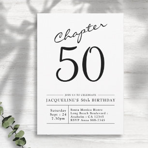 50th Birthday Black White Chapter 50 Uitnodiging
