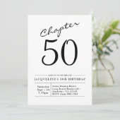 50th Birthday Black White Chapter 50 Uitnodiging (Staand voorkant)