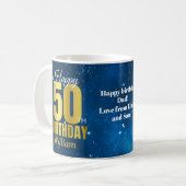 50th Birthday Blue Space Typography Coffee Mok (Voorkant links)
