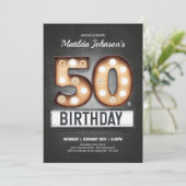 50th Birthday  Broadway Marquee Fun, aangepast Kaart (Staand voorkant)