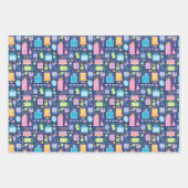 50th Birthday Cake Cadeaus Ballonnen Blauw Inpakpapier Vel (Voorkant)