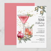 50th Birthday Cocktail Party Invitation Kaart (Voorkant / Achterkant)