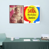 50th Birthday Colorful Balloons Foto Spandoek (Beurs)