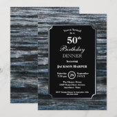 50th Birthday Dinner Wood Party Invitation Kaart (Voorkant / Achterkant)