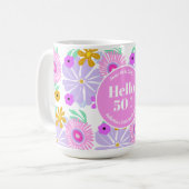 50th birthday floral romantic classic pretty Mug (Devant gauche)