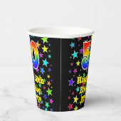 50th Birthday: Fun Stars Pattern and Rainbow 50 Papieren Bekers (Rechts)