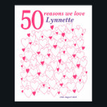 50th Birthday Gift Any Color Guest Book Poster<br><div class="desc">A wonderful 50th birthday gift or party guestbook idea. This fabulous poster contains 50 hearts for you to write 50 short messages of love. Perfect for a special 50th birthday gift from the family - or use at a fiftieth party as a guest book. * Print large for lots of...</div>